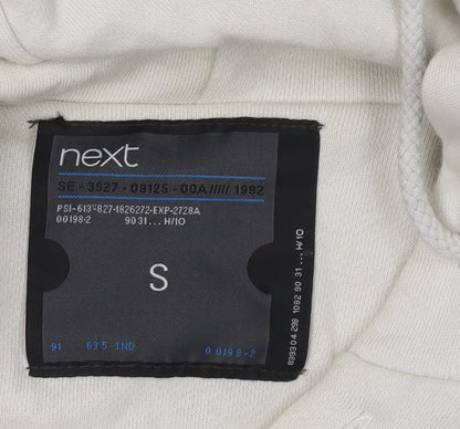 Next Men's Grey Cotton Pullover Hoodie, S, Button Accent