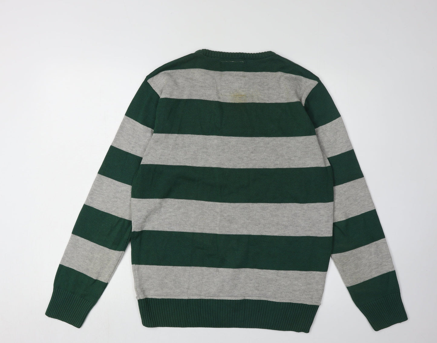 Key Largo Men's Green Striped Pullover Jumper M