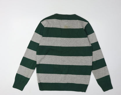 Key Largo Men's Green Striped Pullover Jumper M