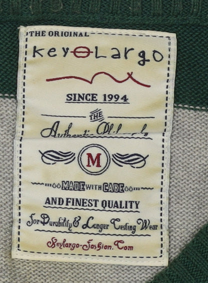 Key Largo Men's Green Striped Pullover Jumper M