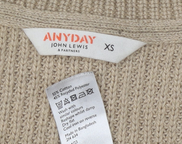 Womens UK Size XS John Lewis & Partners Beige Pullover Jumper
