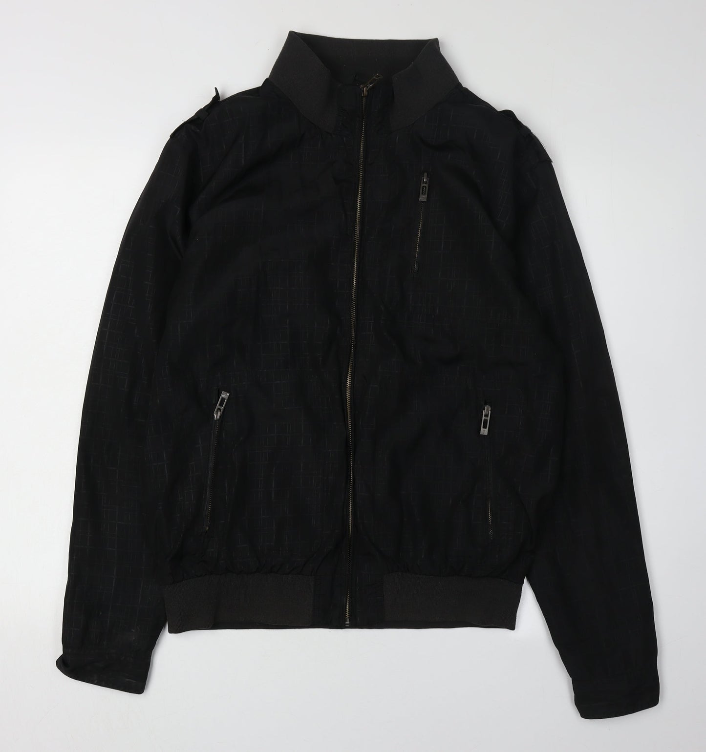 Mens UK Size L Smog Black Bomber Jacket