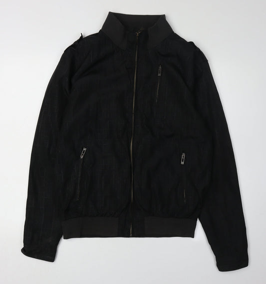 Mens UK Size L Smog Black Bomber Jacket