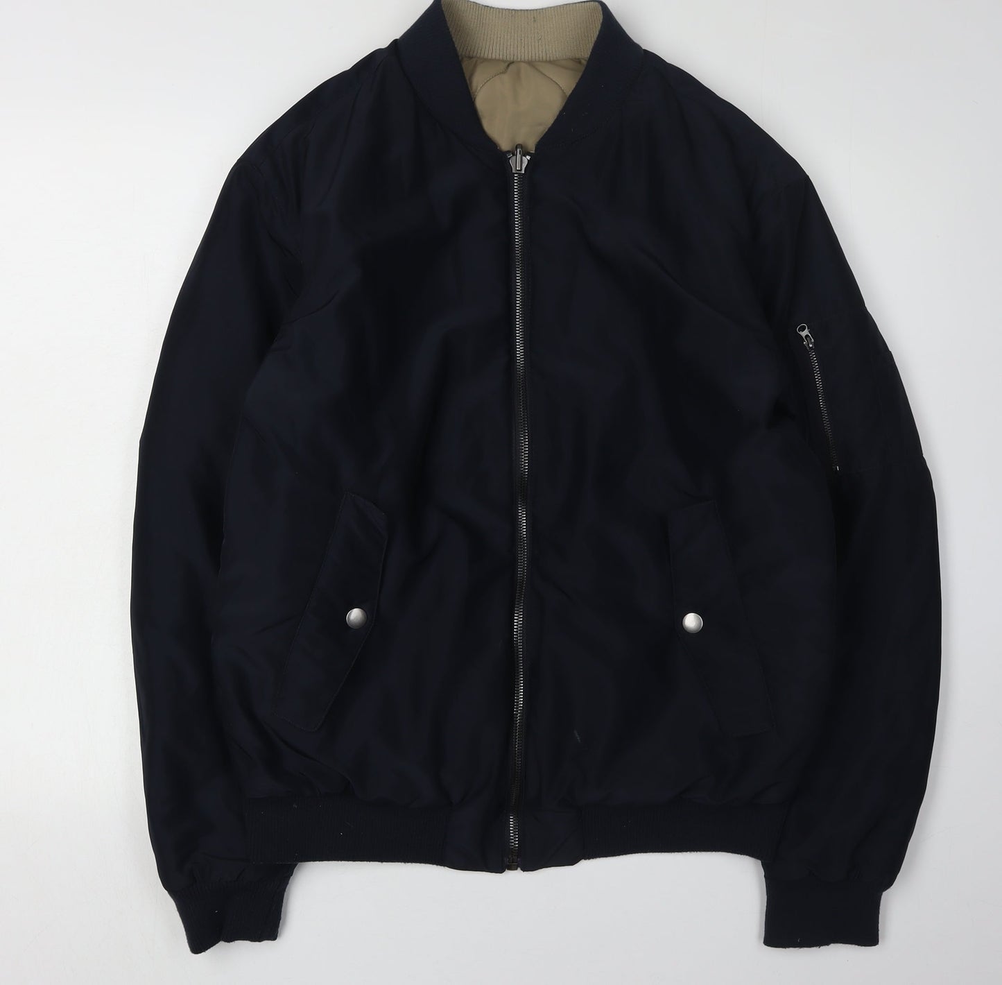 Zara Men's Black Bomber Jacket L - Stylish Casual Wear