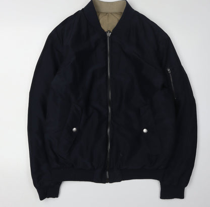 Zara Men's Black Bomber Jacket L - Stylish Casual Wear