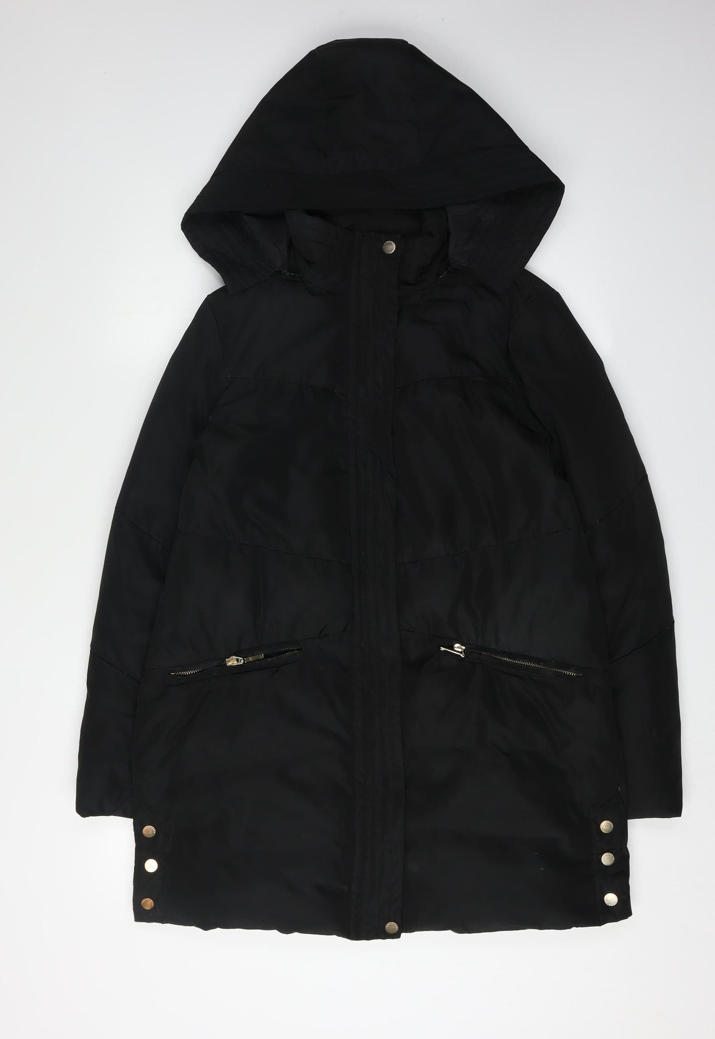 Tintoretto Women's Black Hooded Puffer Jacket Size 10