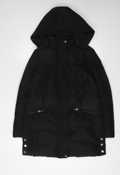 Tintoretto Women's Black Hooded Puffer Jacket Size 10