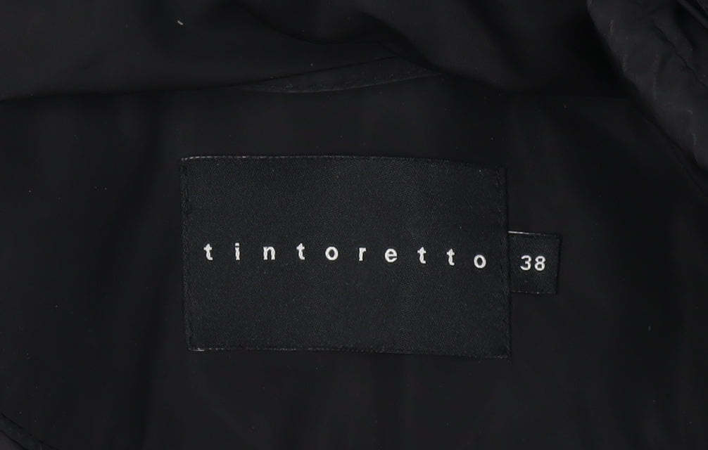 Tintoretto Women's Black Hooded Puffer Jacket Size 10
