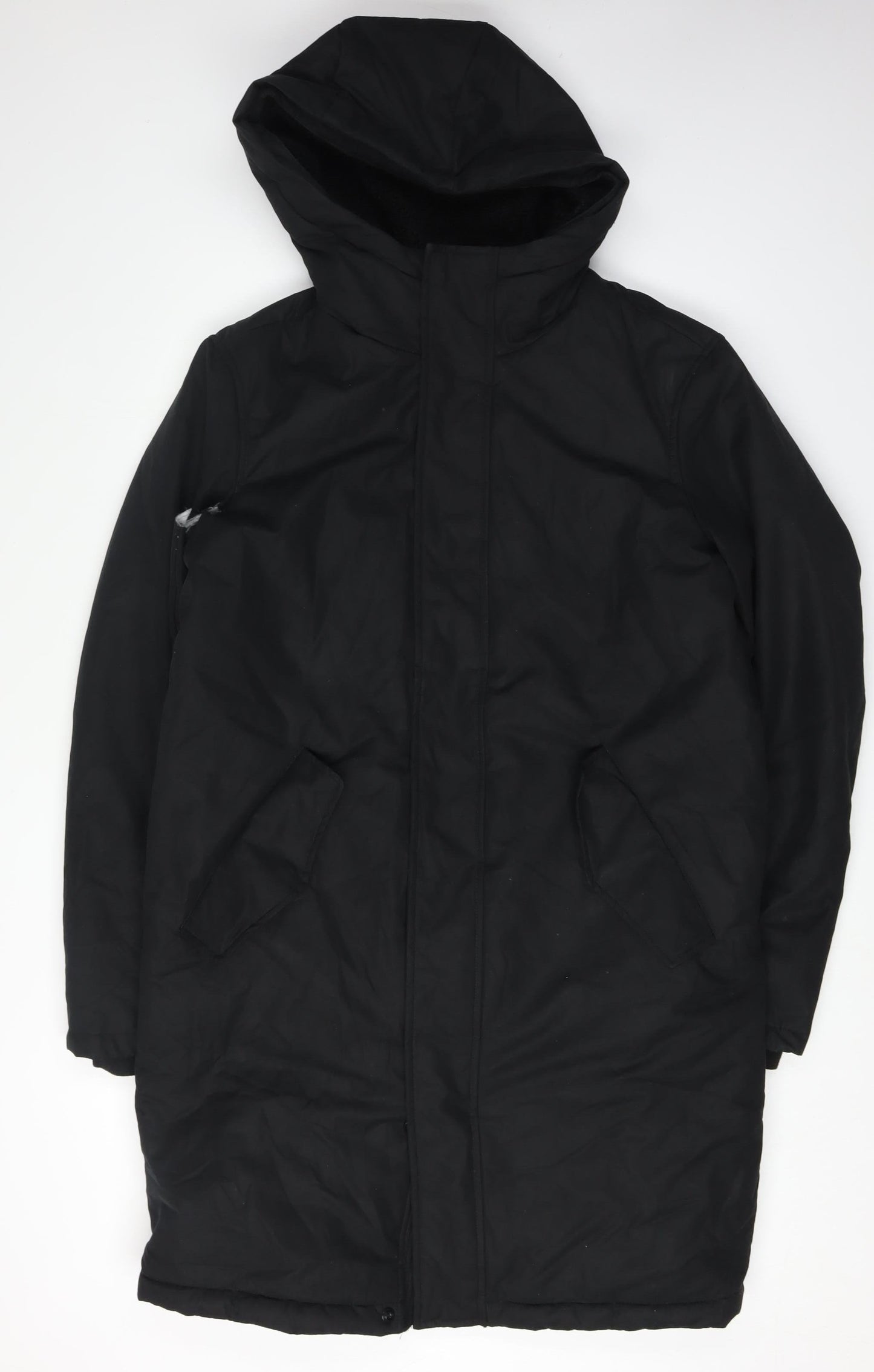 Zara Men's Black Parka Jacket S Hooded Casual