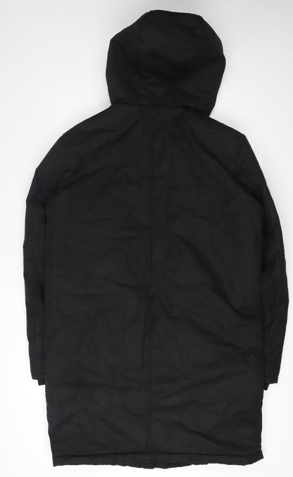 Zara Men's Black Parka Jacket S Hooded Casual