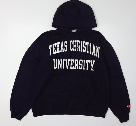 Additional front view of Champion unisex black hoodie l - university style