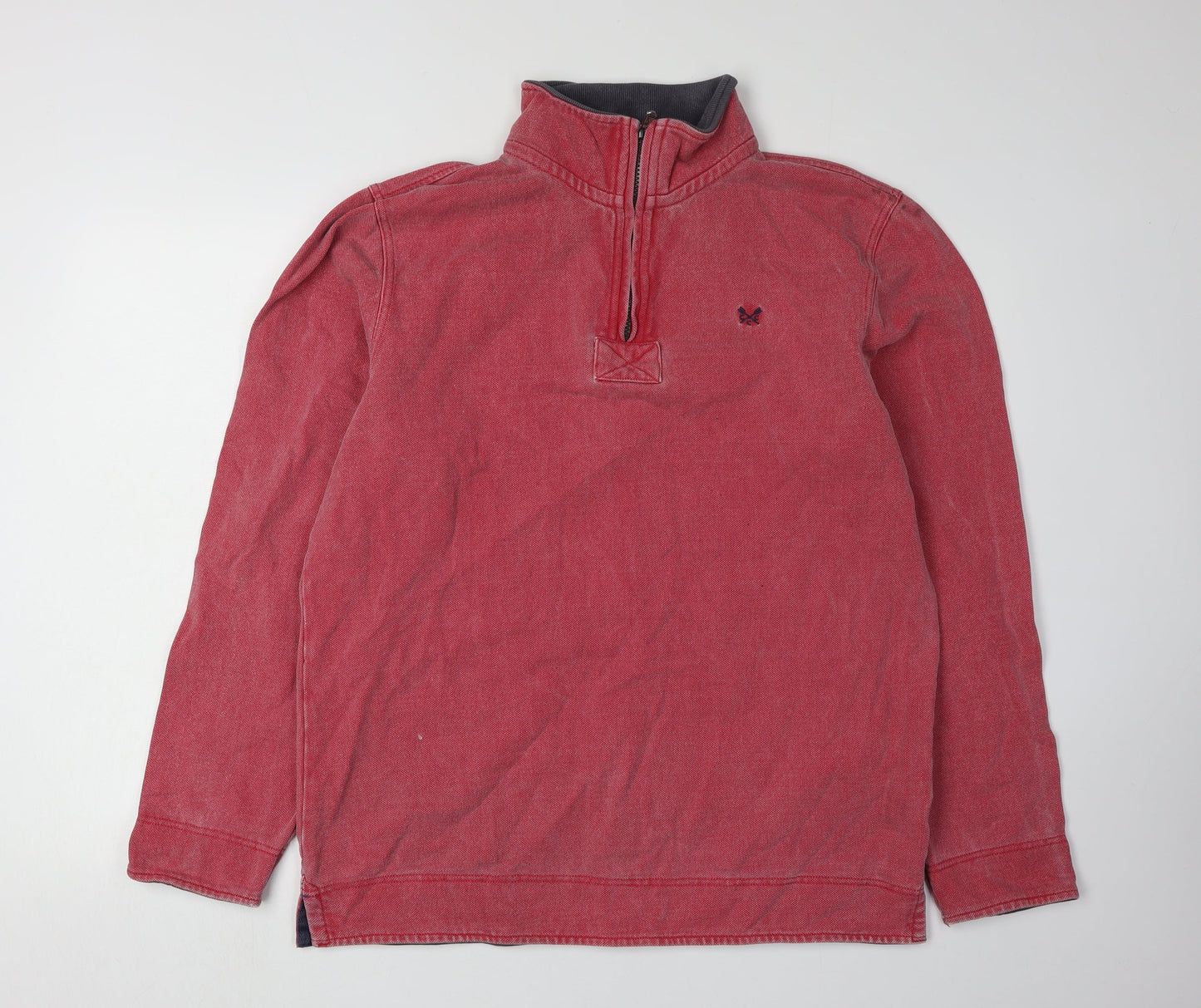 Mens UK Size L Crew Clothing Co. Red Henley Sweatshirt