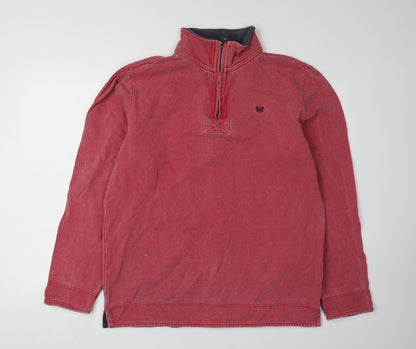 Mens UK Size L Crew Clothing Co. Red Henley Sweatshirt