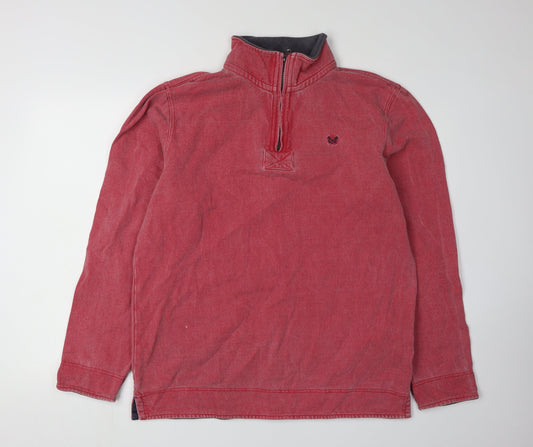 Mens UK Size L Crew Clothing Co. Red Henley Sweatshirt