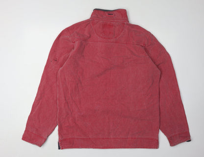 Mens UK Size L Crew Clothing Co. Red Henley Sweatshirt