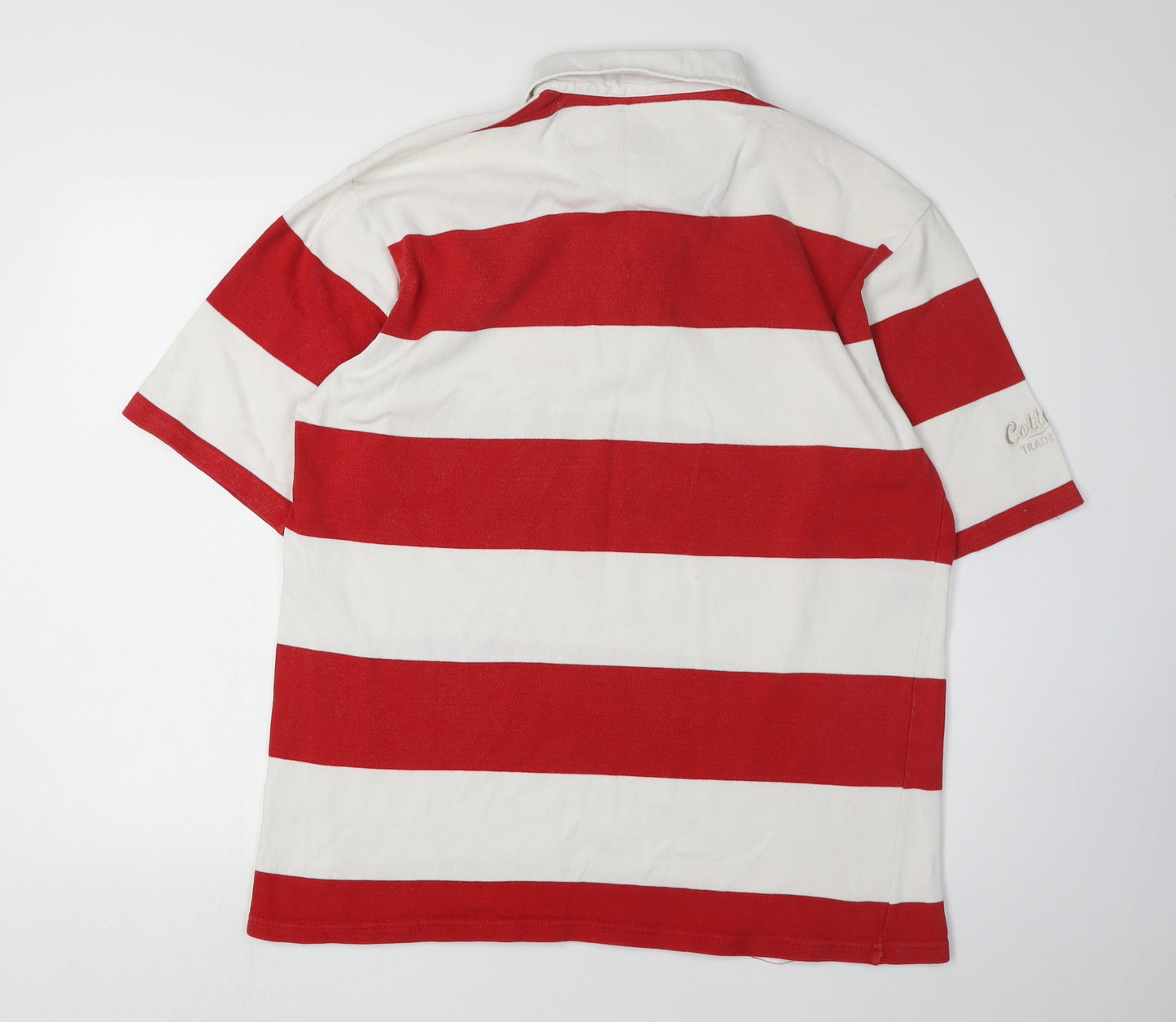 Cotton Traders Men's XL Red Striped Polo Shirt