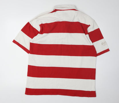Cotton Traders Men's XL Red Striped Polo Shirt
