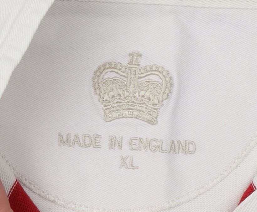 Cotton Traders Men's XL Red Striped Polo Shirt