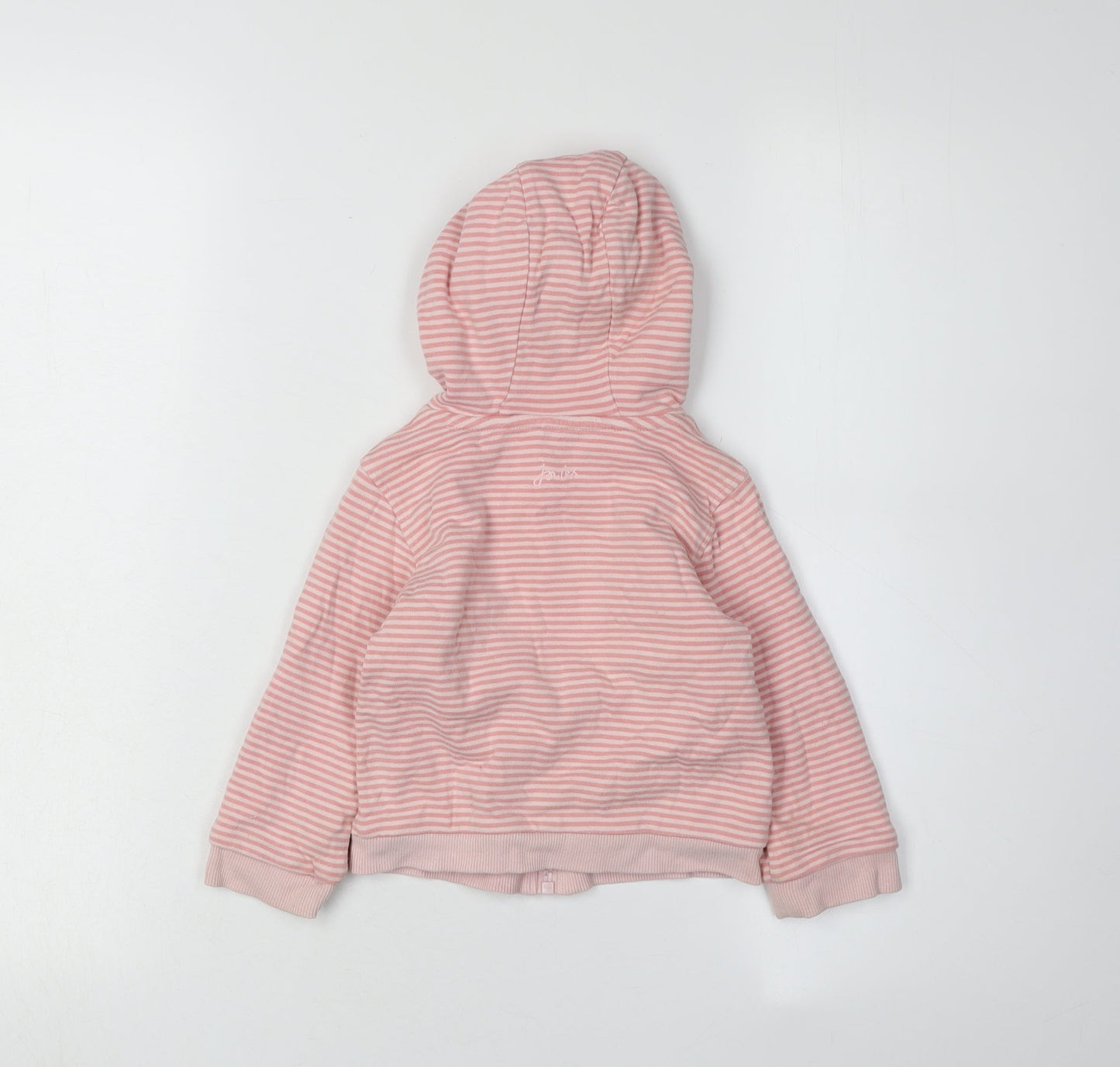 Joules Pink Striped Baby Jacket 12-18 Months Hooded Casual