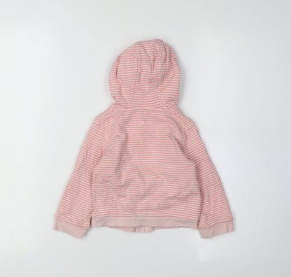 Joules Pink Striped Baby Jacket 12-18 Months Hooded Casual