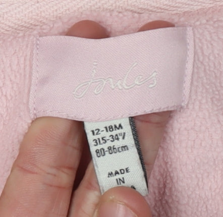 Joules Pink Striped Baby Jacket 12-18 Months Hooded Casual