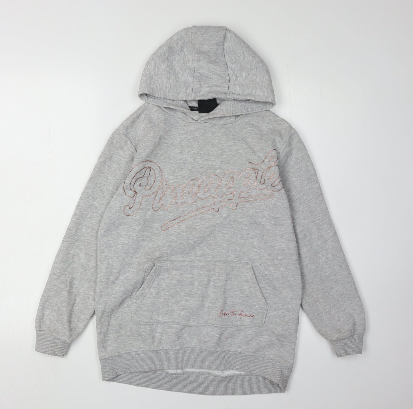 Pineapple Girls Grey Hoodie Pullover 9-10 Years Embroidered