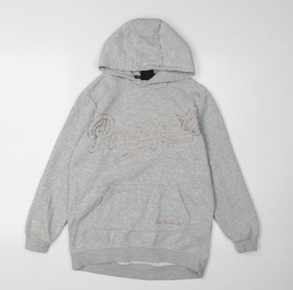 Pineapple Girls Grey Hoodie Pullover 9-10 Years Embroidered