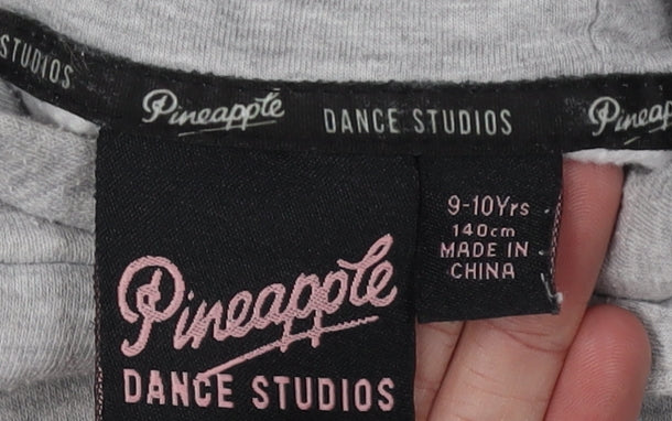 Pineapple Girls Grey Hoodie Pullover 9-10 Years Embroidered