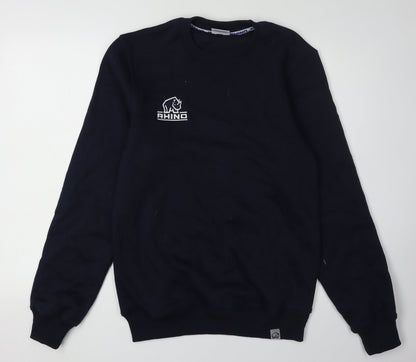 Rhino Men's Black Pullover Sweatshirt M, Stylish Logo Print