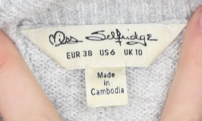 Womens UK Size 10 Miss Selfridge Grey Jumper Jumper