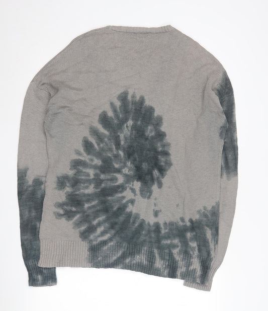 H&M Men's Grey Pullover Jumper, M, Cotton Knit