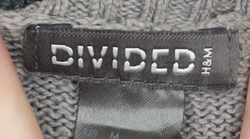 H&M Men's Grey Pullover Jumper, M, Cotton Knit