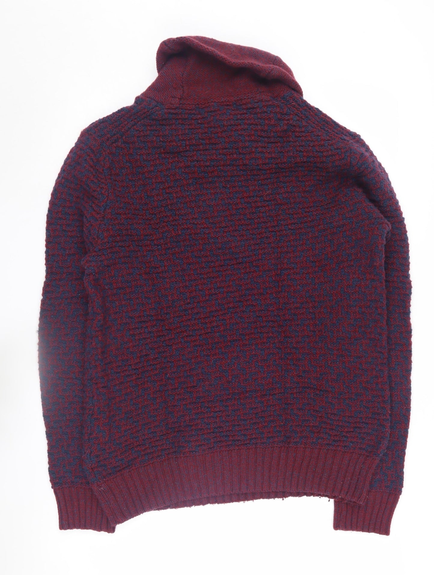 H&M Men's Red Pullover Jumper M Geometric Knit