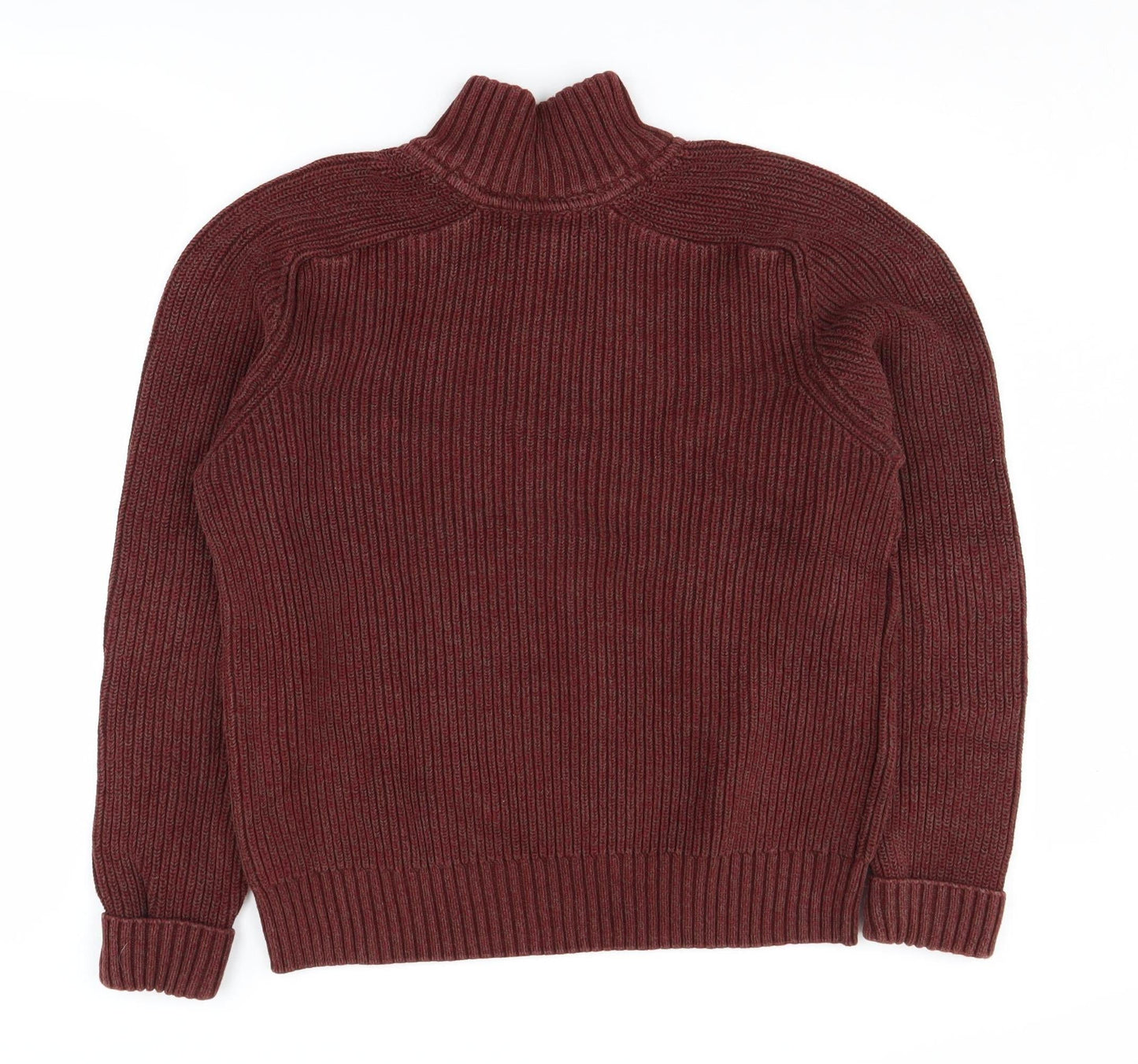 H&M Men's Red Cotton Henley Jumper M