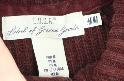 H&M Men's Red Cotton Henley Jumper M