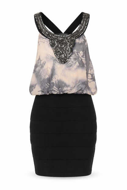 Crafted Women's Black Beaded Cocktail Dress, Size 6