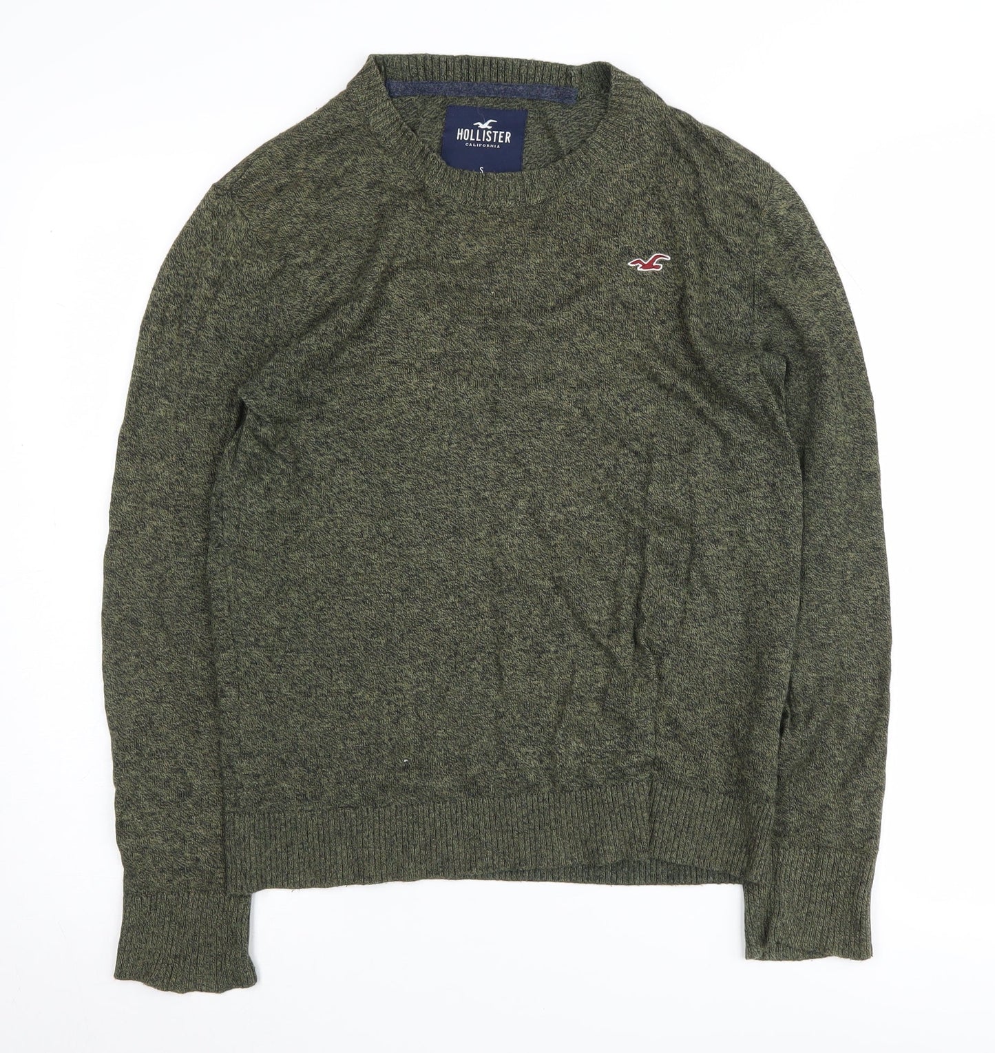 Hollister Men's Green Crew Neck Pullover Jumper, Size S