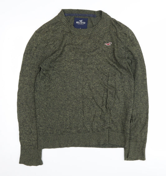 Hollister Men's Green Crew Neck Pullover Jumper, Size S