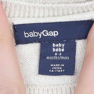 Gap Unisex Baby Beige Animal Babygrow 0-3 Months Knit Cotton