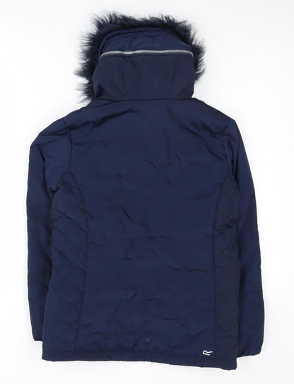 Regatta Girls Blue Puffer Jacket, Size 11, Hooded, Lined