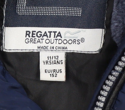 Regatta Girls Blue Puffer Jacket, Size 11, Hooded, Lined