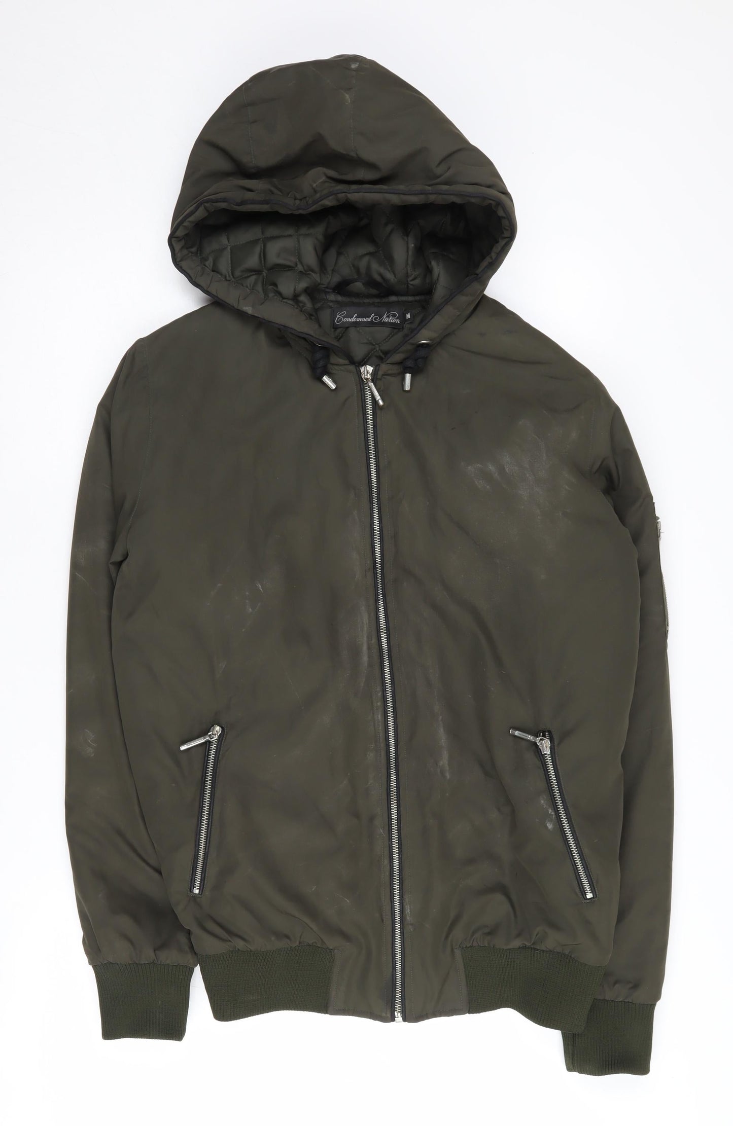 Mens UK Size M Condemned Nation Green Bomber Jacket