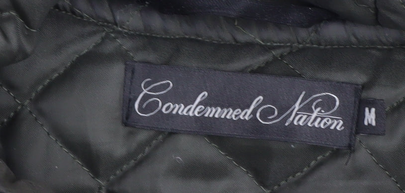 Mens UK Size M Condemned Nation Green Bomber Jacket