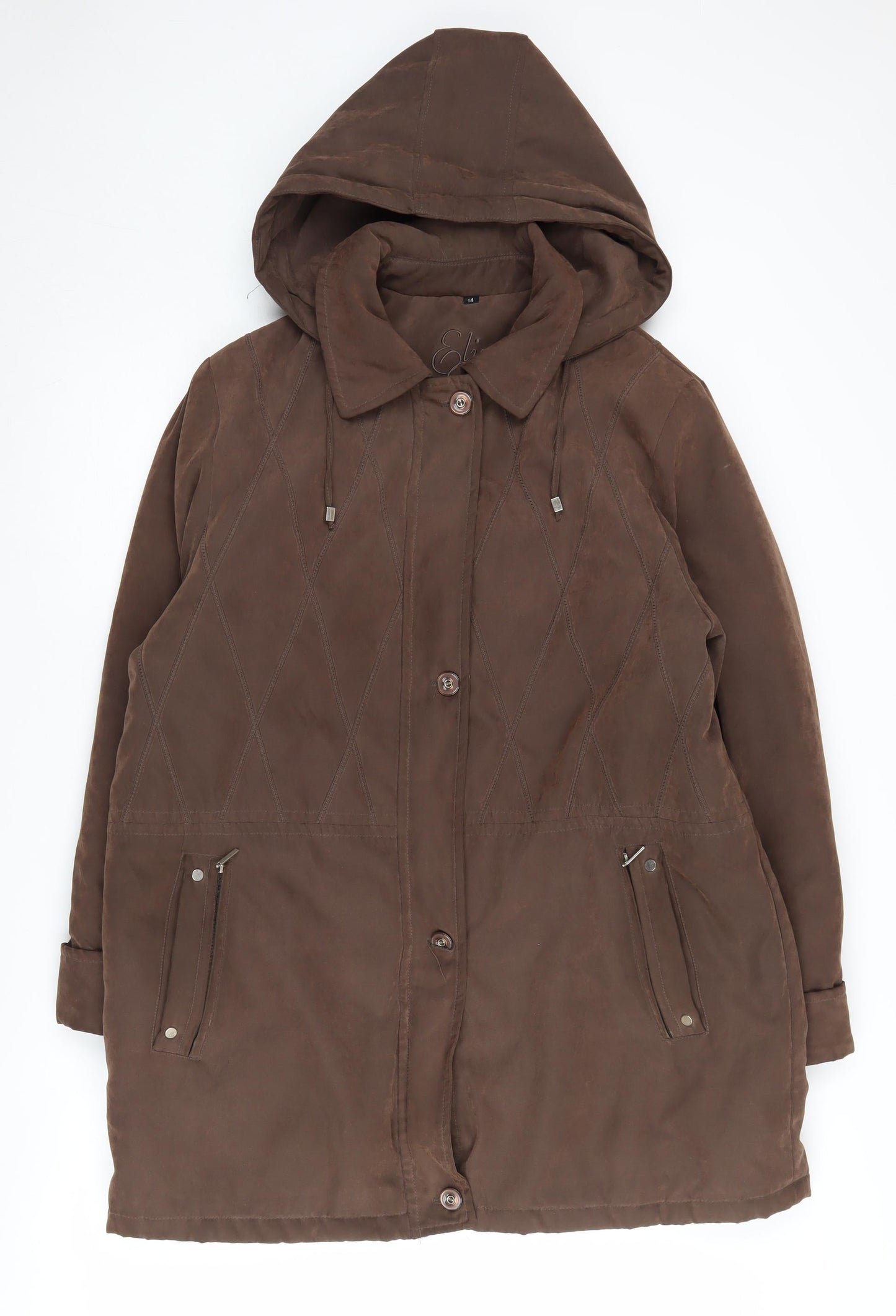 Womens UK Size 14 Eliza Gray Brown Parka Coat