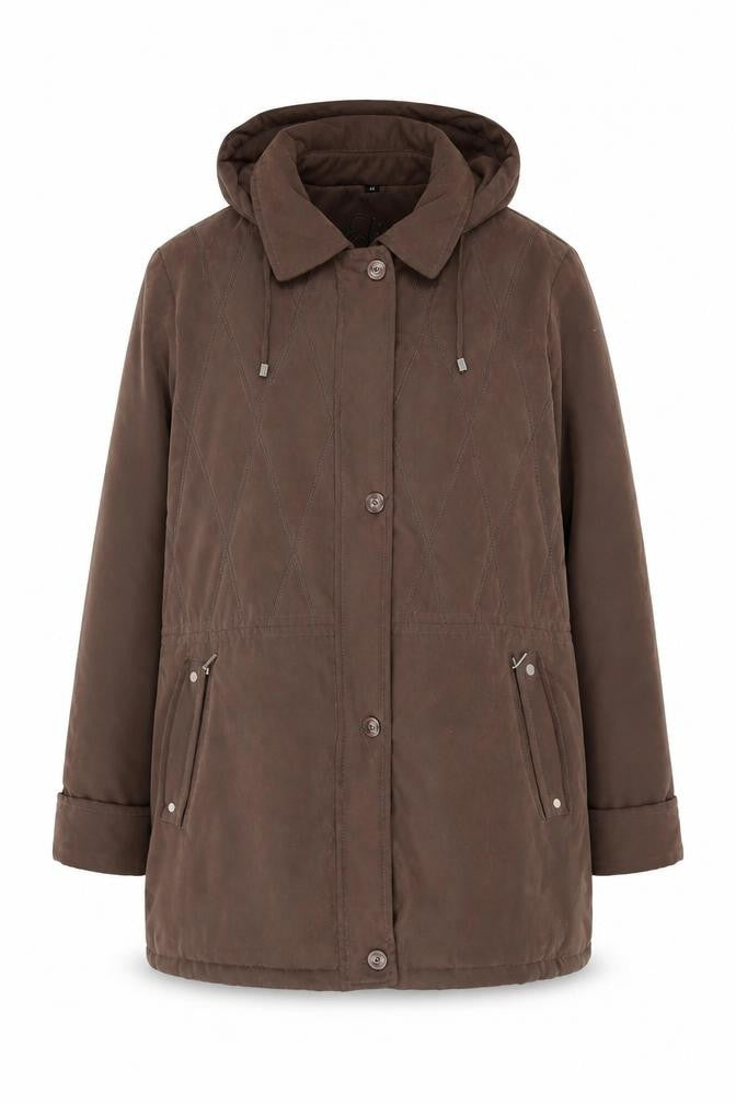 Womens UK Size 14 Eliza Gray Brown Parka Coat