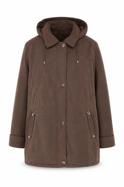Womens UK Size 14 Eliza Gray Brown Parka Coat