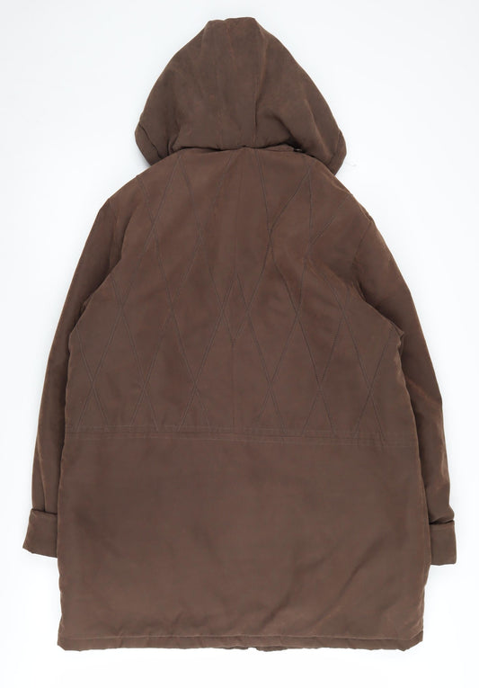 Womens UK Size 14 Eliza Gray Brown Parka Coat