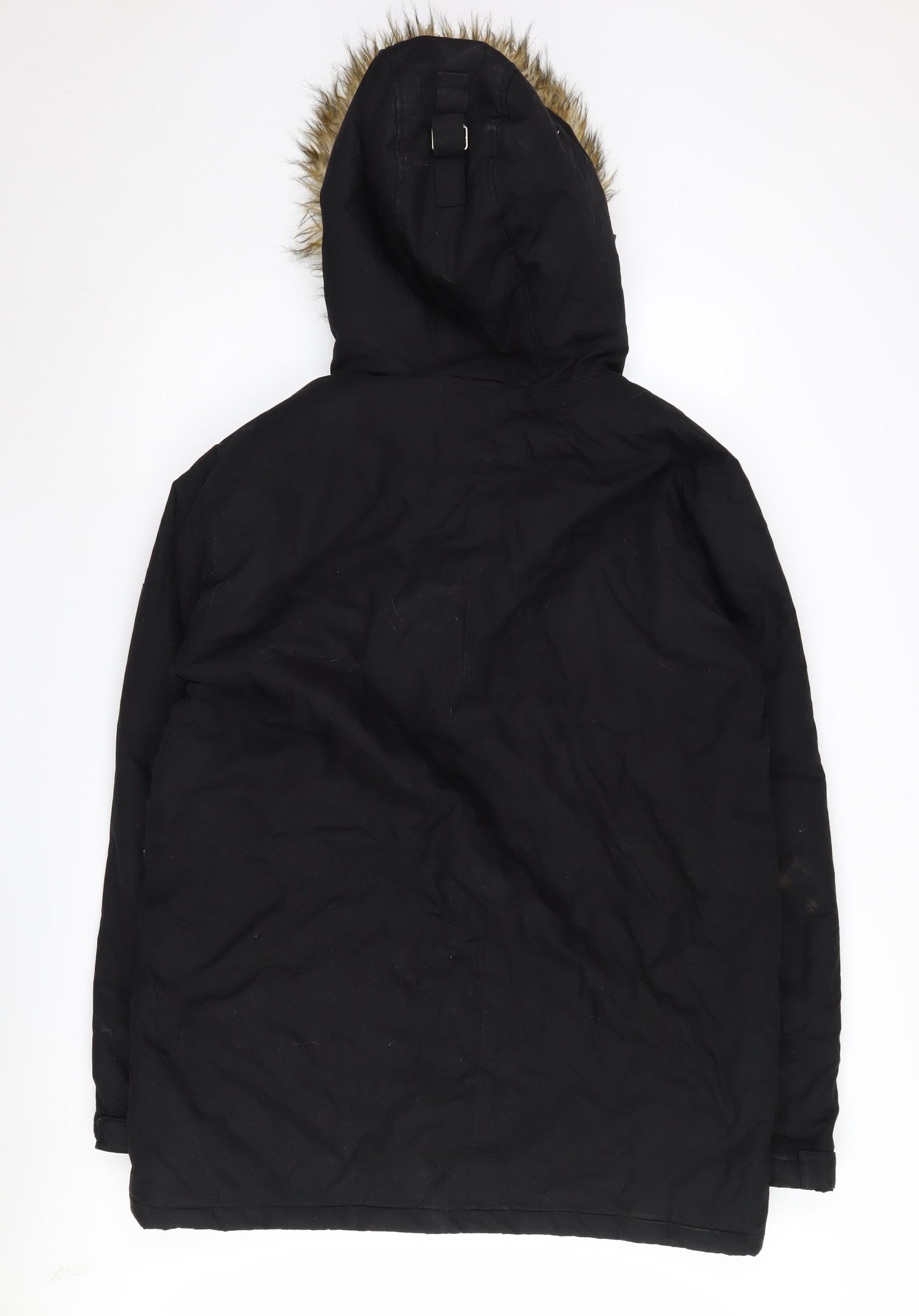 ASOS Men's Black Parka Jacket L Hooded Warm Winter Coat