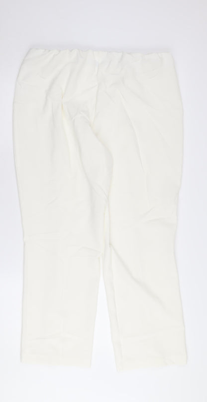 Womens UK Size L Classics Regular Fit Casual White Trousers