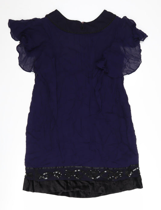 Derhy Women's Blue Party Dress, M, Beaded Accents